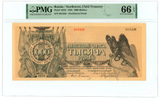 Russia - Northwest 1000 Roubles 1919 PMG 66 EPQ Gem UNC
