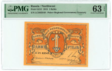 Russia - Northwest 1 Rouble 1918 PMG 63 EPQ Choice UNC