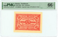 Russia - Northwest 10 Roubles 1919 PMG 66 EPQ Gem UNC