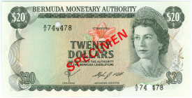 Bermuda 20 Dollars 1984 Specimen