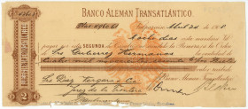 Chile Banco Aleman Transatlantico Valparaiso Bill of Exchange for 4.960,61 pesetas 1908