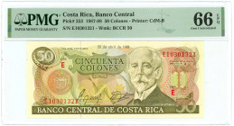 Costa Rica 50 Colones 1987 - 1988 PMG 66 EPQ Gem UNC