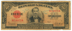 Cuba 10 Pesos 1943 Silver Certificate