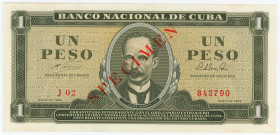 Cuba Banco Nacional de Cuba 1 Peso Specimen 1964
