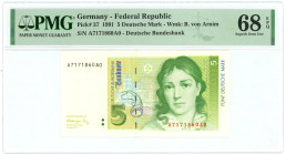 Germany - FRG 5 Deutsche Mark 1991 PMG 68 EPQ Superb Gem UNC