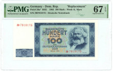 Germany - DDR 100 Mark 1964 Replacement PMG 67 EPQ