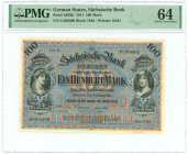 German States Saxony Dresden 100 Mark 1911 PMG 64 Choice UNC