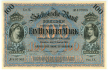German States Saxony Dresden 100 Mark 1911