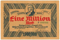 Germany - Weimar Republic Württembergische Notenbank 1 Million Mark 1923