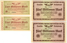 Germany - Weimar Republic Deutsche Reichsbahn 2 x 2000000 - 2 x 5000000 Mark 1923
