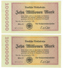 Germany - Weimar Republic Deutsche Reichsbahn 2 x 10000000 Mark 1923