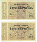 Germany - Weimar Republic Deutsche Reichsbahn 2 x 100000000 Mark 1923
