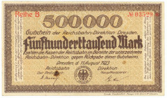 Germany - Weimar Republic Reichsbahndirektion Dresden 500000 Mark 1923