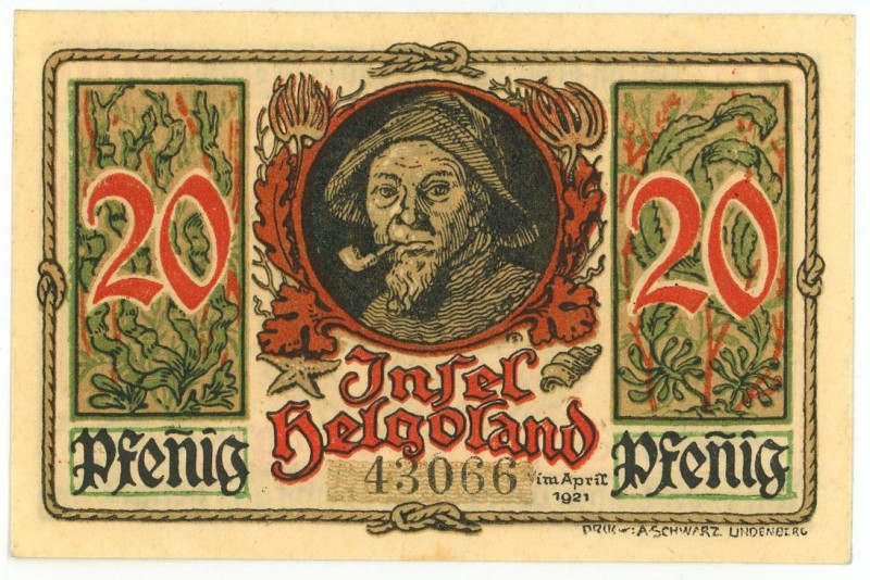 Germany - Weimar Republic Helgoland 20 Pfennig 1921

N# 223492; # 43066; UNC-