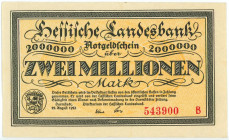 Germany - Weimar Republic Hessische Landesbank 2 Millionen Mark 1923