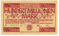 Germany - Weimar Republic Hessische Landesbank 100 Millionen Mark 1923