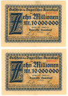 Germany - Weimar Republic Bayerische Staatsbank 2 x 10 Millionen Mark 1923 With Consecutive Number