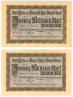 Germany - Weimar Republic Bayerische Staatsbank 2 x 20 Millionen Mark 1923