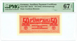 Germany - Third Reich 50 Reichspfennig 1942 (ND) PMG 67 EPQ Superb Gem UNC