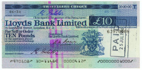 Great Britain Lloyds Bank Limited 10 Pounds 1980 Travellers Cheque
