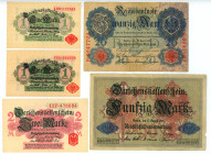 Germany - Empire Lot of 5 Banknotes 1910 - 1916