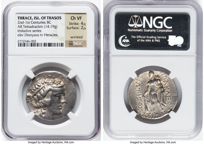 THRACIAN ISLANDS. Thasos. Ca. 2nd-1st centuries BC. AR tetradrachm (30mm, 14.19 ...