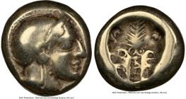 LESBOS. Mytilene. Ca. 478-455 BC. EL sixth stater or hecte (10mm, 2.47 gm, 10h). NGC Fine 5/5 - 5/5. Head of Athena right wearing crested Attic helmet...
