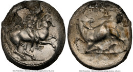 CILICIA. Celenderis. Ca. 425-350 BC. AR stater (22mm, 12h). NGC VF, edge chip. Ca. 425-400 BC. Youthful nude male rider, reins in left hand, kentron i...