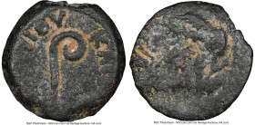 JUDAEA. Roman Procurators. Pontius Pilate (AD 26-36). AE prutah (15mm, 1h). NGC Choice Fine. Dated uncertain regnal year of Tiberius. TIBEPIOY KAICAPO...