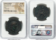 Nero, as Augustus (AD 54-68). AE sestertius (34mm, 21.39 gm, 6h). NGC Choice VF 5/5 - 1/5. Rome, ca. AD 64. NERO CLAVD CAESAR AVG GER P M TR P IMP P P...