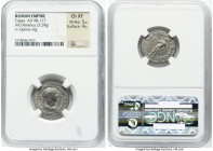 Trajan (AD 98-117). AR denarius (20 mm, 3.29 gm, 7h). NGC Choice XF 5/5 - 4/5. Rome, AD 103-111. IMP TRAIANO AVG GER DAC P M TR P COS VI P P, laureate...