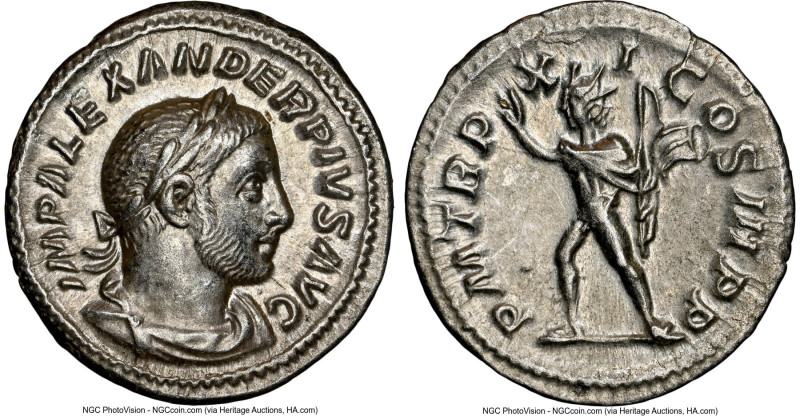 Severus Alexander, as Augustus (AD 222-235). AR denarius (20mm, 12h). NGC Choice...