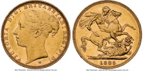Victoria gold "St. George" Sovereign 1885-M AU58 NGC, Melbourne mint, KM7. HID09801242017 © 2023 Heritage Auctions | All Rights Reserved