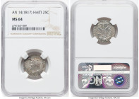 Republic 3-Piece Lot of Certified 25 Centimes L'An 14 (1817) NGC, 1) 25 Centimes - MS64 2) 25 Centimes - MS62 3) 25 Centimes - MS65 KM15.1. HID0980124...