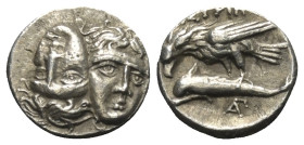 Moesia Inferior. Istros.

 Drachme (Silber). Ca. 313 - 280 v. Chr.
Vs: Zwei jugendliche, männliche Köpfe nebeneinander en face, der linke umgekehrt...