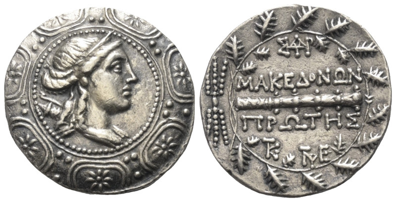 Makedonien unter römischer Herrschaft.

 Tetradrachme (Silber). Ca. 165 - 150 ...
