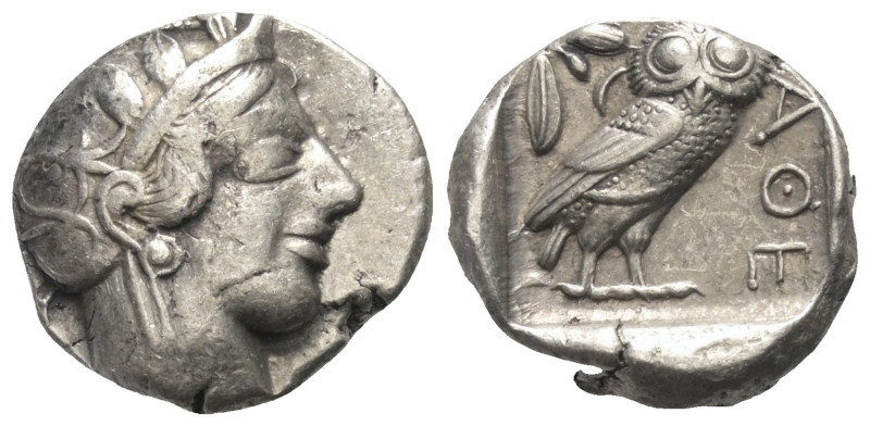 Attika. Athen.

 Tetradrachme (Silber). Ca. 400 - 353 v. Chr.
Vs: Kopf der At...