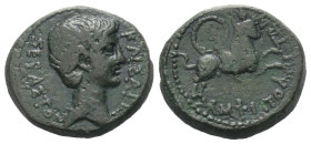 Makedonien. Amphipolis. Augustus (31 v. - 14 n. Chr.).

 Bronze.
Vs: Kopf des Augustus rechts.
Rs: Artemis Tauropolos auf Stier nach rechts reiten...