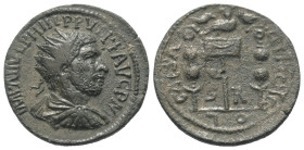 Pisidien. Antiochia. Philippus I. Arabs (244 - 249 n. Chr.).

 Bronze.
Vs: Büste mit Strahlenkrone, Paludament und Panzer rechts.
Rs: Vexillum mit...