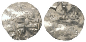 Köln - Erzbistum. Hermann II. (1036 - 1056).

 Denar (Silber). Köln.
Vs: CRISTIANA RELIGIO. Kreuz, in den Quadranten: HE - RIM / AN - VS.
Rs: SCA ...