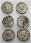 Römische Münzen - Lots. Kaiserzeit.


Lot (6 Stück, Silber): Antoniniane des Gordianus III. (238 - 244 n. Chr.) (5x) und Philippus I. Arabs (244 - ...