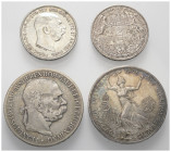 Österreich - Lots.


Kaisertum Österreich (1804 - 1918). Ungarn. Königreich (bis 1945).
Franz Joseph I. (1848 - 1916).

Lot (4 Stück, Silber): 5...