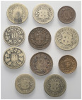 Europa - Lots.


Schweiz. Eidgenossenschaft.

Lot (11 Stück, Billon und Bronze):
20 Rappen 1850.
10 Rappen 1850 (3x) und 1851 (2x).
5 Rappen 1...