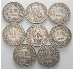 Europa - Lots.


Schweiz. Eidgenossenschaft.

Lot (8 Stück, Silber): 2 Franken 1878, 1903, 1907, 1910, 1911, 1913, 1916 und 1921.

Meist sehr s...