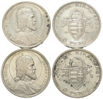 Europa - Lots.

Ungarn. Königreich (bis 1945). Reichsverweser Miklos Horthy (1920 - 1944).

Lot (2 Stück, Silber): 5 Pengo 1938 (2x).

Vorzüglic...