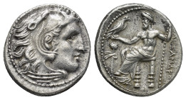 KINGS of MACEDON. Philip III Arrhidaios. 323-317 BC. AR Drachm (16mm, 4.24 g). In the name of Alexander III. Magnesia mint. Struck under Menander or K...