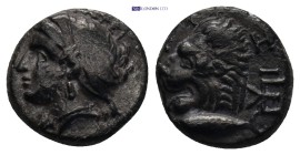 Greek
MYSIA. Kyzikos. (Circa 390-340 BC)
AR Drachm (14.1mm 3.03g)
Obv: ΣΩTEIPA. Head of Kore Soteira left, with hair in sphendone
Rev: KYZI. Head ...