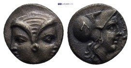 Greek
MYSIA. Lampsakos. (Circa 4th-3rd century BC)
AR Diobol (11.3mm 1.28g)
Obv: Female janiform head.
Rev: Helmeted head of Athena right.
SNG Fr...