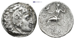 Kingdom of Macedon, Alexander III 'the Great' AR Drachm. (17mm, 3.7 g) Kolophon, circa 310-297 BC. Head of Herakles right, wearing lion's skin / AΛΕΞΑ...