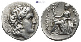 KINGS OF THRACE. Lysimachos, 305-281 BC. Drachm (Silver, 18mm, 4.26 g), Ephesos, circa 294-287. Diademed head of Alexander the Great to right with hor...
